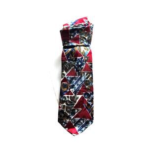 Men's Vintage 90's Red Blue Teal VAN HEUSEN by 417 100% Silk Neck Tie